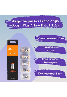 Испаритель GEEKVAPE Aegis Boost B1.2 Coil 0.2 - 1.2 (5 шт/упаковка)